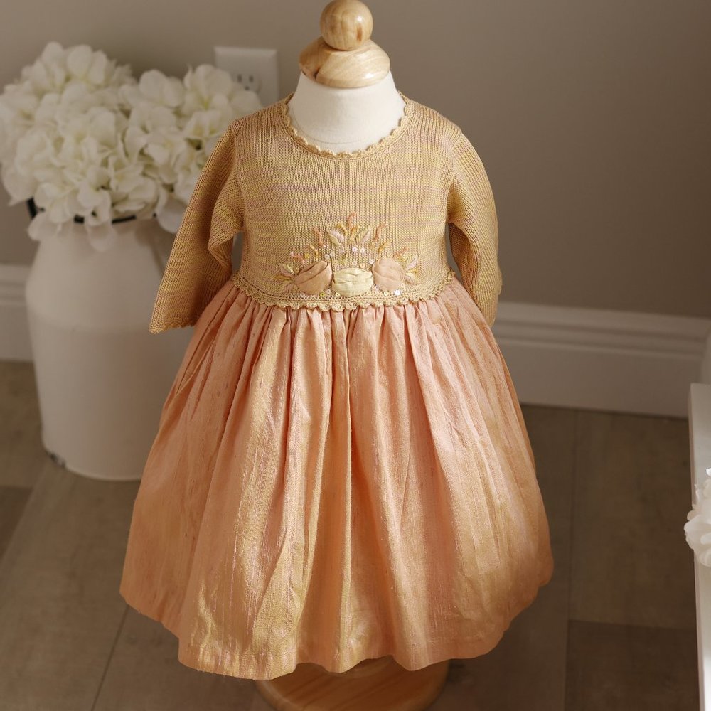 Dupioni Silk Dress 100% Cotton Sweater Boutique 6/12 Months Special Occasion NWT